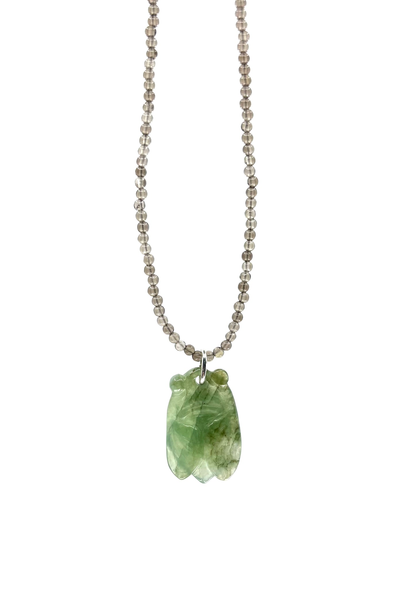 Jade Cicada + Smoky Quartz Necklace