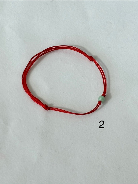 3mm Jade Sphere Red Cord Bracelet