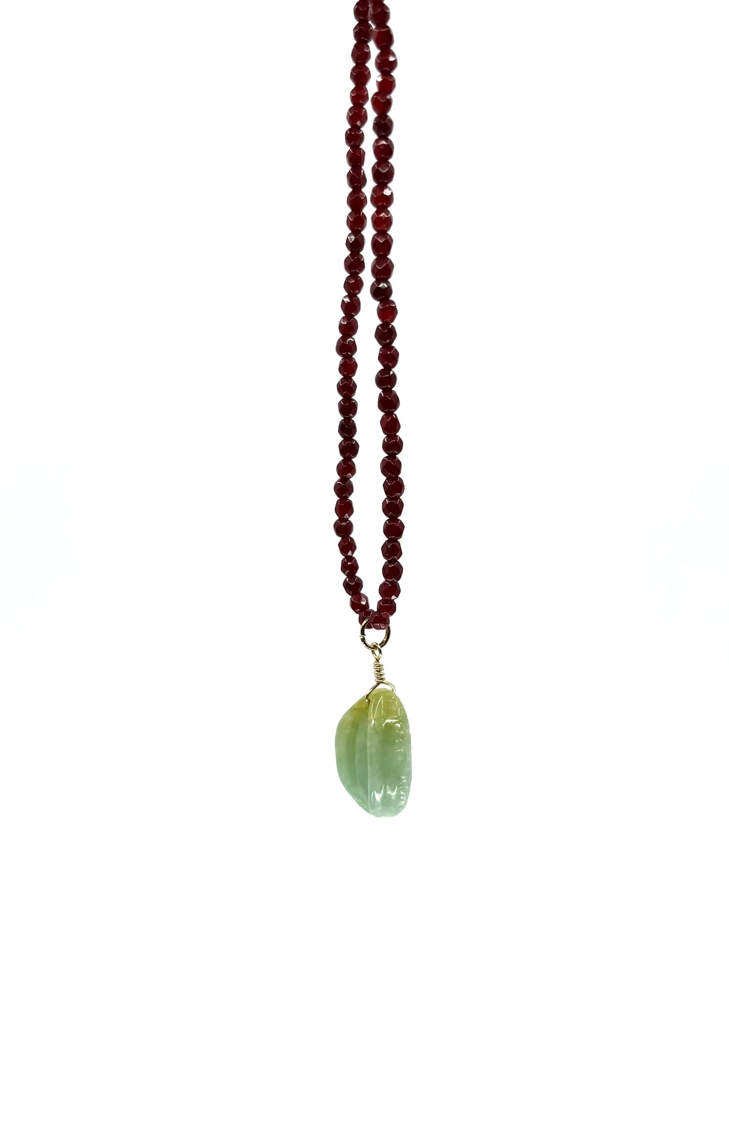 Green Jade Abalone + Carnelian Necklace
