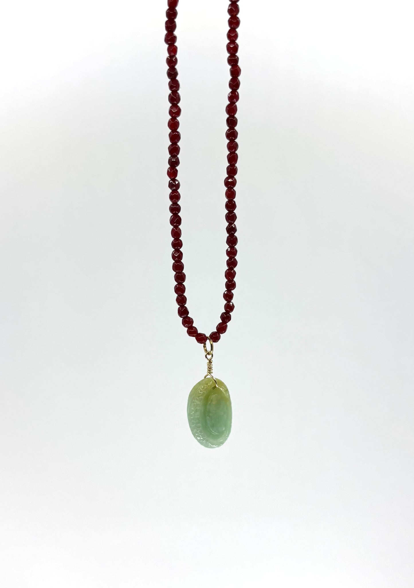 Green Jade Abalone + Carnelian Necklace