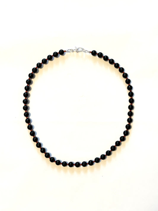 Black Jadeite + Carnelian Necklace