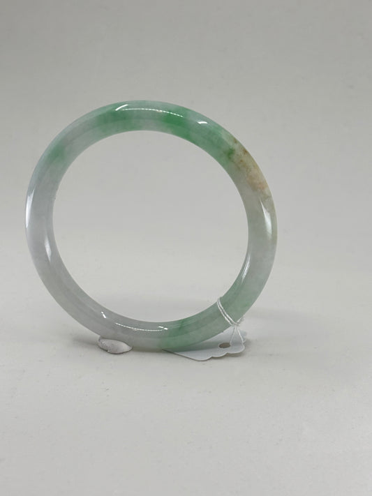 Green and White Jade Bangle 白底菁 55mm diameter