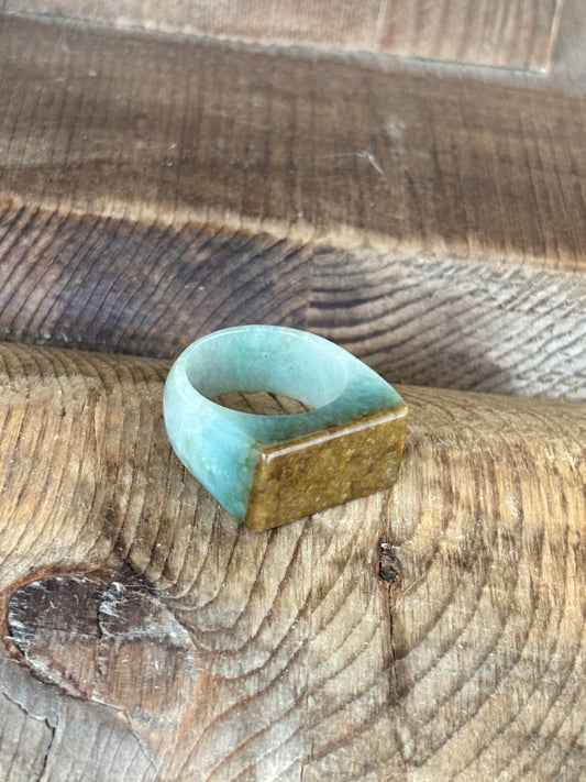 Jade Signet Ring Brown X Green