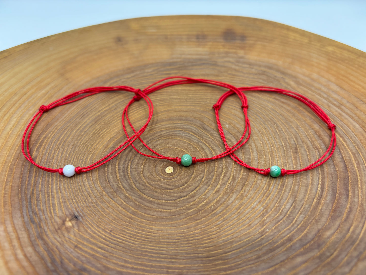 5mm Jade Sphere Red Cord Bracelet