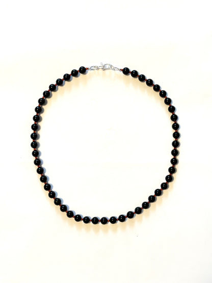Black Jadeite + Carnelian Necklace
