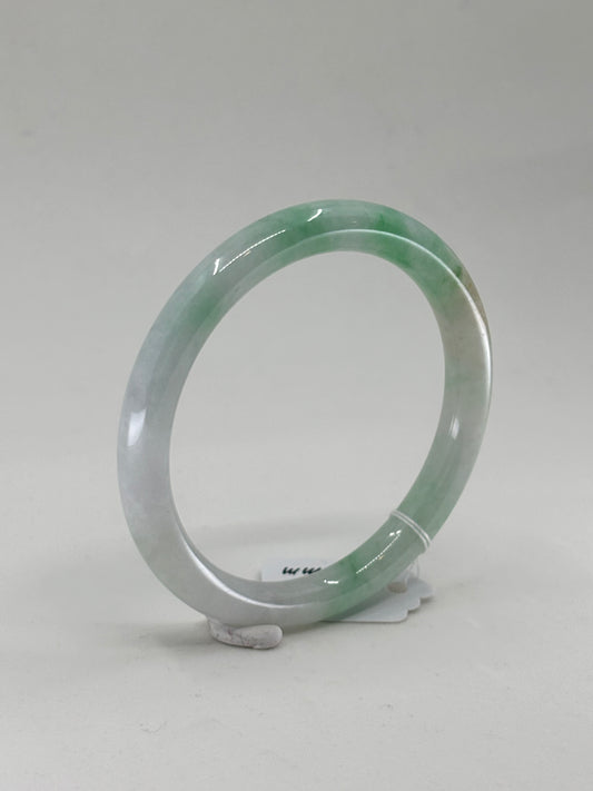 Green and White Jade Bangle 白底菁 55mm diameter