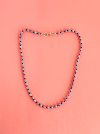 Lavender Jade Bead + Carnelian Necklace