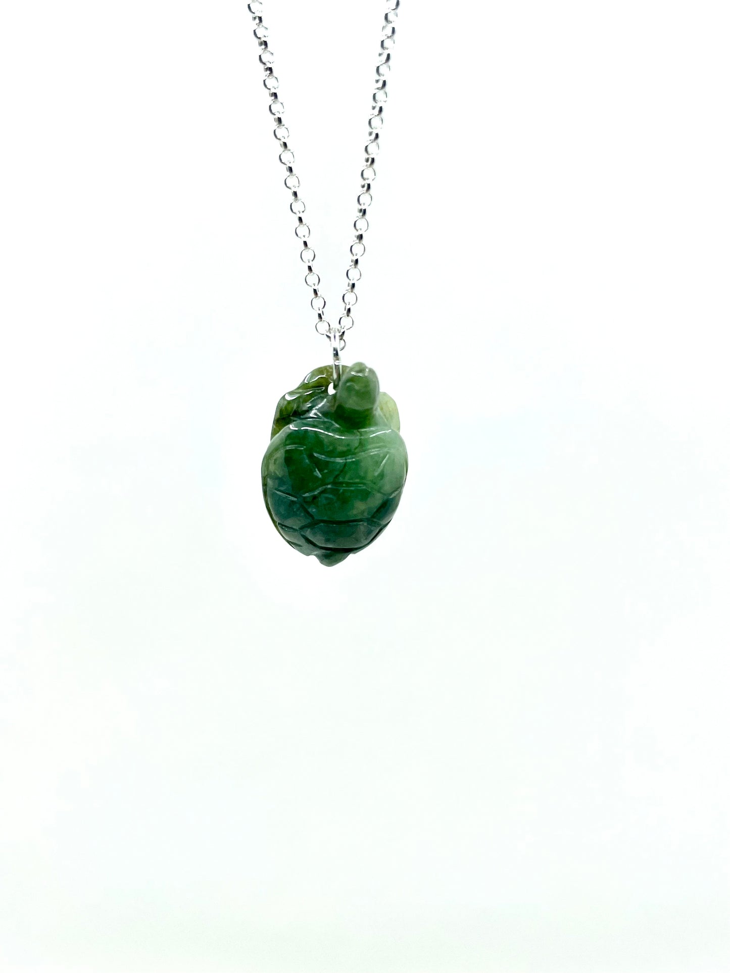 Jade Turtle Necklace With Silver Chain