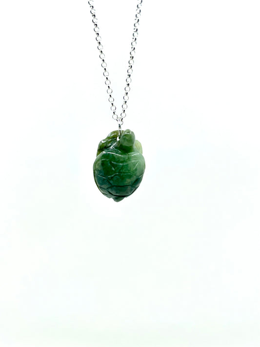 Jade Turtle Necklace with silver chain