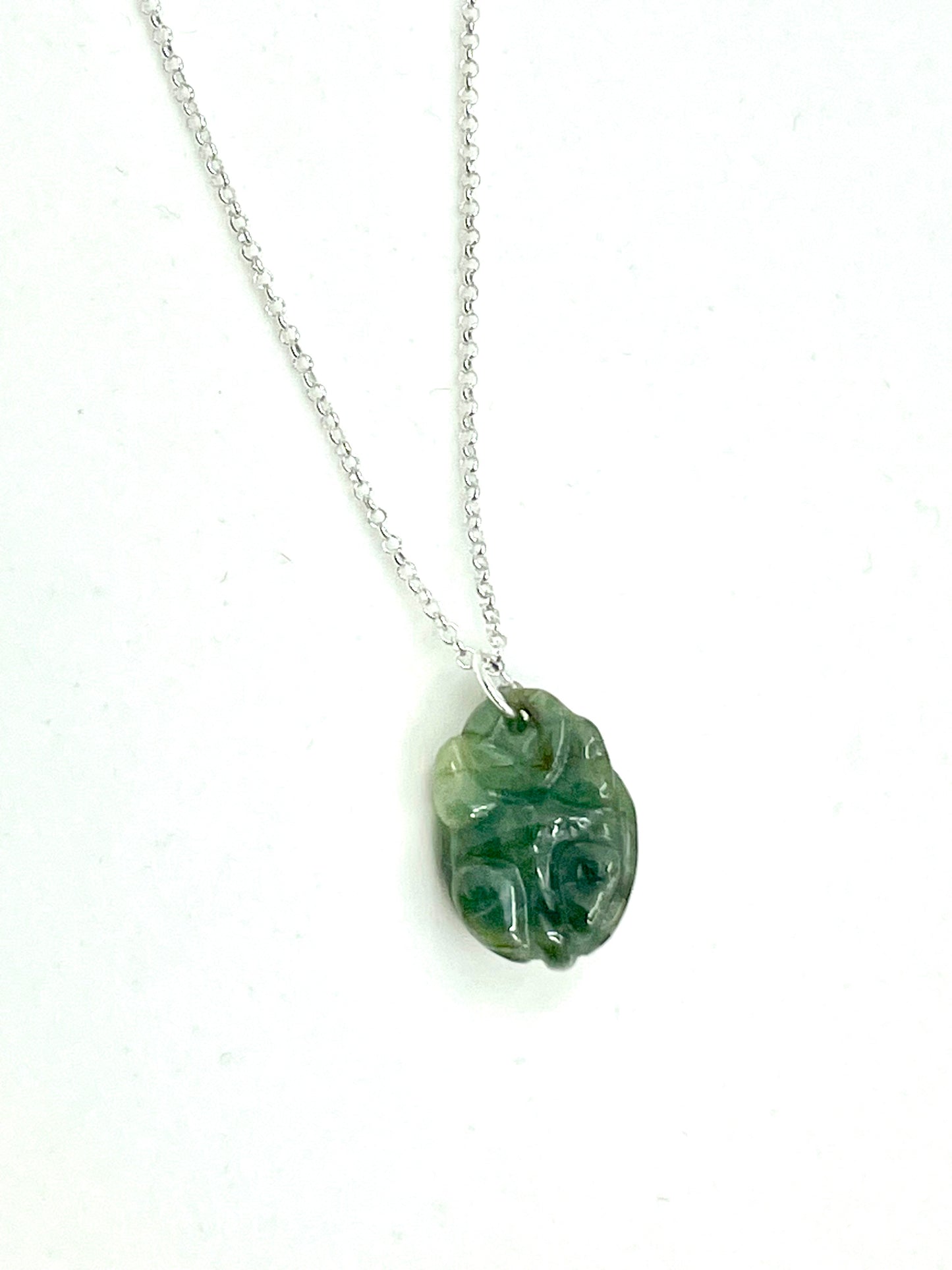 Jade Turtle Necklace With Silver Chain