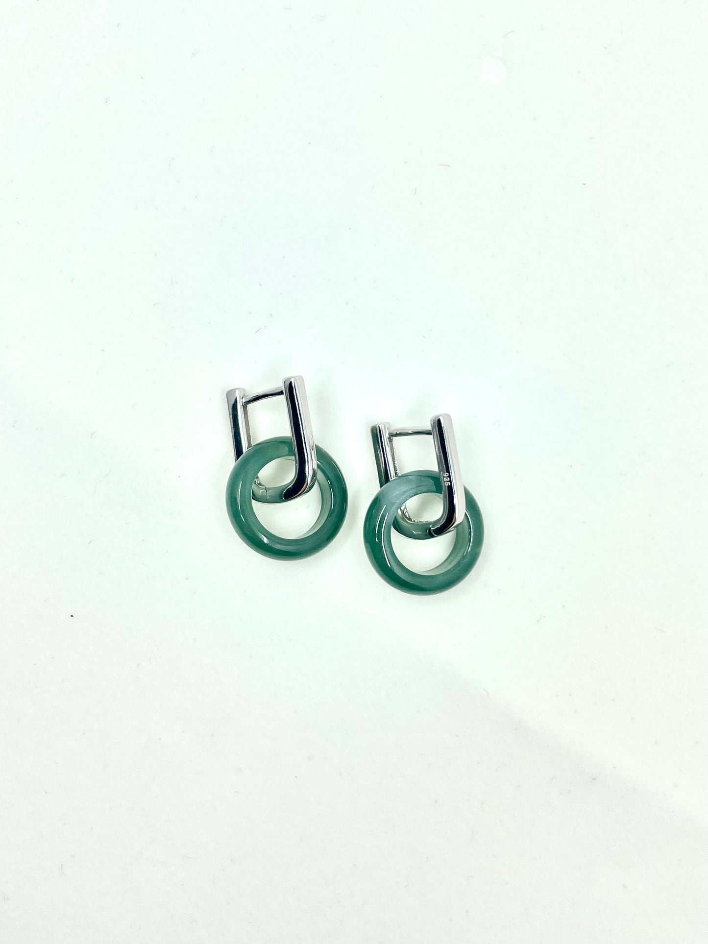 Jade Donut with Rectangle Hoops