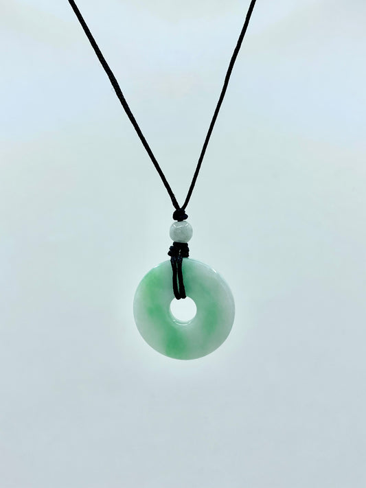 Jade Bi Disc Adjustable Cord Necklace